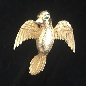 Gold Tone Dove Brooch Signed Casi Jewelry